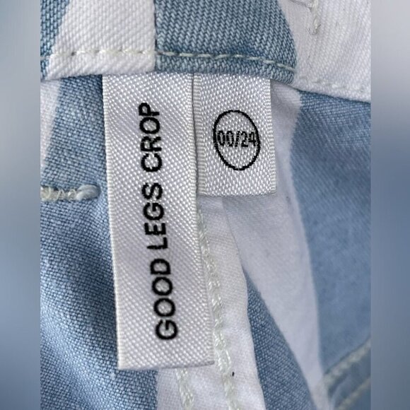 Good American Baby Blue white stipe jeans size 24 - Picture 9 of 12